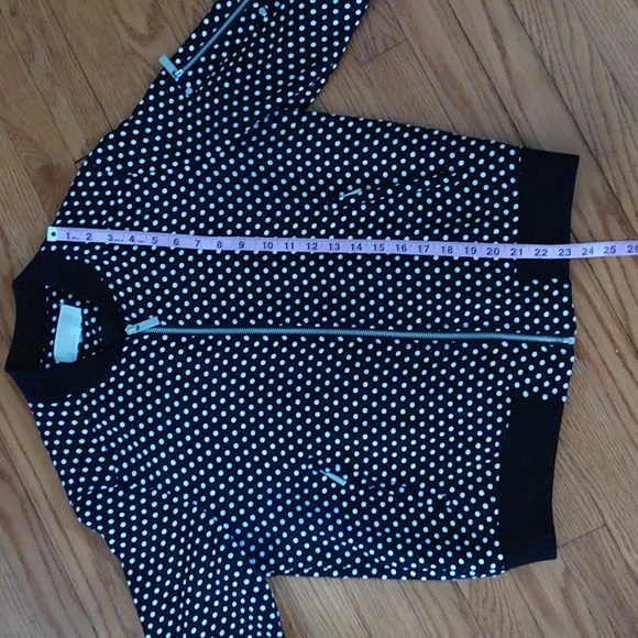 Michael Kors Black and White Polka Dot Bomber Jacket - Picture 7 of 11